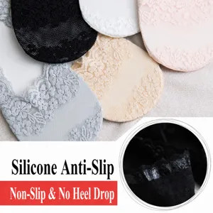 Summer thin lace invisible boat socks for women, anti-slip low cut short socks with grip.