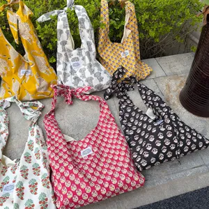 Stylish floral and animal print canvas shoulder knot bags, casual large capacity tote bag.