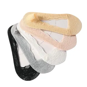 Women summer lace shallow boat socks invisible non-slip socks 5-color pack main display