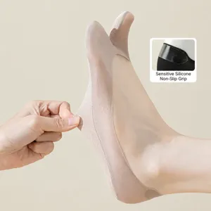 Women ice silk shallow cut two toe invisible socks anti slip silicone tabi socks 1 pair