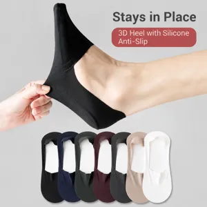 Men Ice Silk Boat Socks Summer Thin Shallow Invisible Silicone Anti Slip Cotton Breathable Casual Short Socks