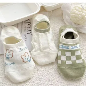 Women's summer thin invisible low-cut boat socks cute sweet cartoon rabbit short socks