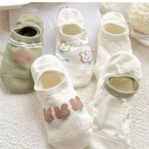 Women summer thin low-cut invisible socks cute sweet cartoon short boat socks breathable