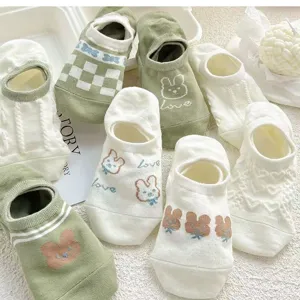 Cute summer thin breathable women invisible socks low cut cartoon cute short boat socks