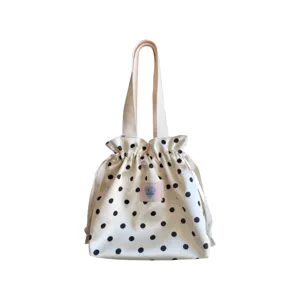 Bolso tote de saten de lunares primavera verano lindo bolso de hombro con cordon diario