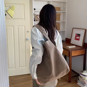 2025 early autumn new niche design shoulder bag woolen fabric tote bag minimalist women's bag