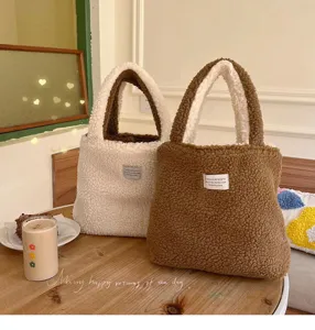 Gemütliche Herbst Winter doppelseitige Plüsch Handtasche süße koreanische Stil Tasche für Frauen.