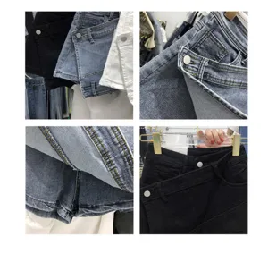 Große Größen Damen Hohe Taille Unregelmäßige Denim Skorts Sommer Shorts Modisch chic