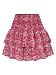Donna Boho Gonna Corta Balze Arricciata Vita Elastica Estate Stampa Floreale Mini
