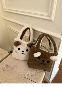Plüsch Bär Handtasche Detailansicht, süße flauschige Tasche, weiche ästhetische Beuteltasche.