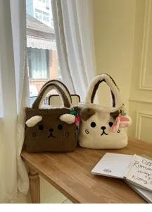 Herbst Winter niedliche Plüsch Handtasche flauschig weiche Bär Tasche süße Tragetasche Damen