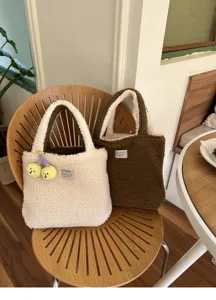 Plüsch Handtasche Winter süße doppelseitige flauschige Tasche minimalistische ästhetische Tasche
