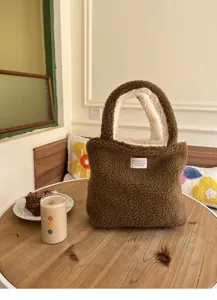 Herbst Winter braune Plüsch Tasche süße koreanische Handtasche weiche flauschige Beuteltasche