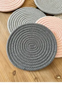 Nordic round braided coaster heat resistant thick insulation mat for dining table cup holder
