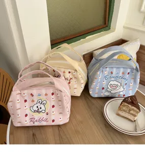 Isolierte Lunchtasche Canvas Bento Handtasche süßes Cartoon Tier Muster tragbar Büro Arbeit