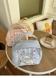 Japanischer Canvas-Lunchbeutel, süße gestreifte Bento-Tasche mit Schaf für Arbeit Büro.