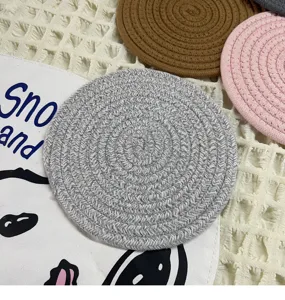 Thickened braided round coaster heat insulation pad table mat for dining room kitchen home decor