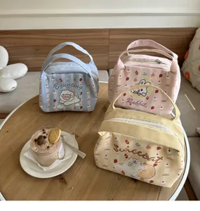 Leinwand Lunchtasche süßer Tierdruck isolierte Tasche tragbare Bento Aufbewahrungsbox
