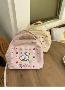 Isolierte Lunchbox Tasche mit Hasen Motiv, japanische tragbare Bento Handtasche.