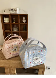 Gemütliche japanische isolierte Lunchtasche mit süßen Tierprints und großem Fassungsvermögen.