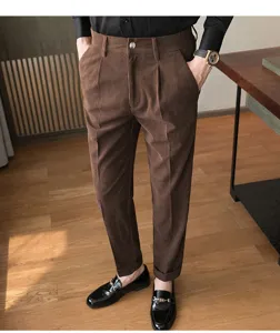 Herren Slim Fit Cordhose Freizeit Hose Business Anzughose Herrenmode Stilvoll Neu