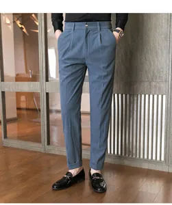 Herren Kordhose schmale Passform Freizeit Anzughose stylische Business Hose Herbst