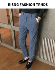 Herren Freizeit Cordhose schmale Passform Retro Anzughose fur Businesstaeglich.