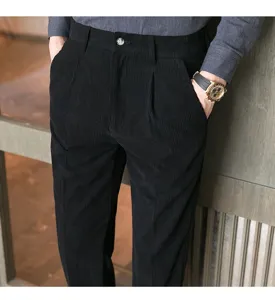 Herren Cordhose Herbst Winter schmale Passform gerade Freizeithose Business Vintage Hose
