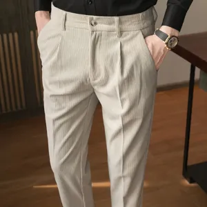 Herren Kordhose Freizeit Hose schmale Passform stilvolle Anzughose Herbst Winter Mode