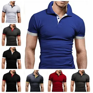 Hombre polo manga corta corte entallado casual bloque de color parte superior varios colores.