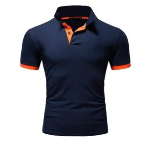 Polo hombre slim manga corta contraste casual verano top deportivo azul marino nuevo