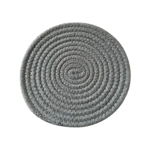 Nordic style braided cotton rope coaster thick heat insulation mat for dining table cup bowl