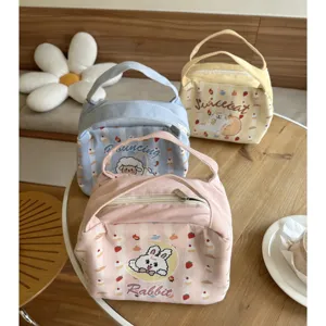 Isolierte tasche süße leinwand bento tasche für frauen büroangestellte tragbare speisebehälter