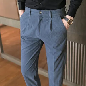 Herren Cordhose Freizeithose schmale Passform elegante Anzughose modische Winter Herrenbekleidung