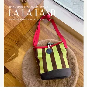 Retro gestreifter Canvas Beutel, lässige Umhängetasche und Schultertasche für Damen.