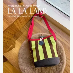 Retro gestreifte Canvas Beutel tasche, lässige Schulter Umhängetasche für Damen Alltag elegant.