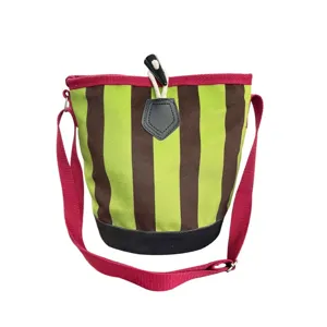 Modisch gestreifte Eimer Tasche Retro Schulter Umhängetasche lässig Canvas Alltagstasche neu