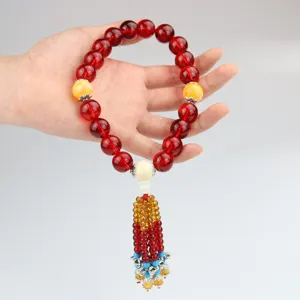 Red crystal car hanging ornament pendant for auto interior decoration safe driving lucky charm