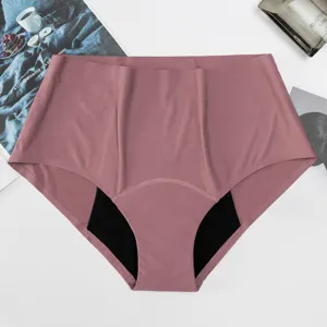 Mutande mestruali a vita alta a prova di perdite da donna slip senza cuciture rosa
