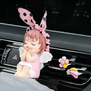 Cute cartoon angel car air vent aroma diffuser cute pink bunny ear ornament girl gift