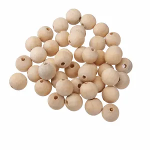 Natural wooden beads for DIY jewelry making, wholesale loose ball beads for crafts accessories.