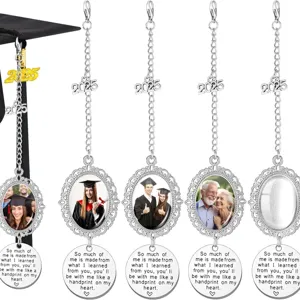 Abschluss Gedenk Foto Schale Anhänger Legierung Oval Bilderrahmen Kappe Krempe Quaste Charm DIY Abschluss Saison Schmuck Geschenk