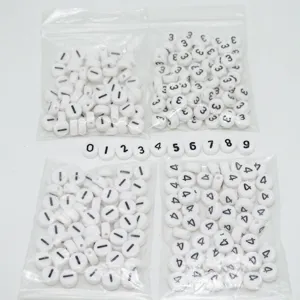 DIY acrylic number beads flat round spacer beads for handmade bracelets jewelry making