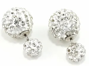Boucles d'oreilles perles strass double face cristaux scintillants mode femmes neuf