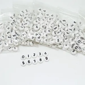 DIY acrylic number beads white round alphabet beads for handmade bracelets necklaces jewelry making.