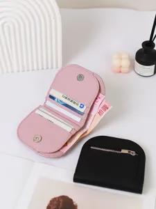 Mujeres Cartera Corta Bonito Mini Monedero Cuero PU Tarjetero Compacto Cremallera Bolso