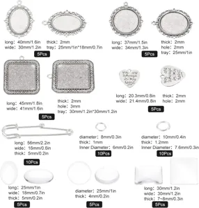 DIY photo pendant bezel tray blank cabochon brooch pin memory craft making jewelry supplies