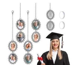 DIY ciondolo foto cappello laurea argento ovale castone memoria gioiello accessorio