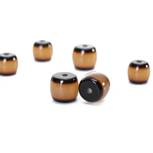Resin horn barrel beads jewelry accessories brown and black contrast design detail view