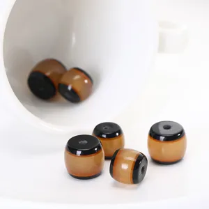 Resin imitation horn barrel beads loose jewelry making crafting DIY supplies brown black edge